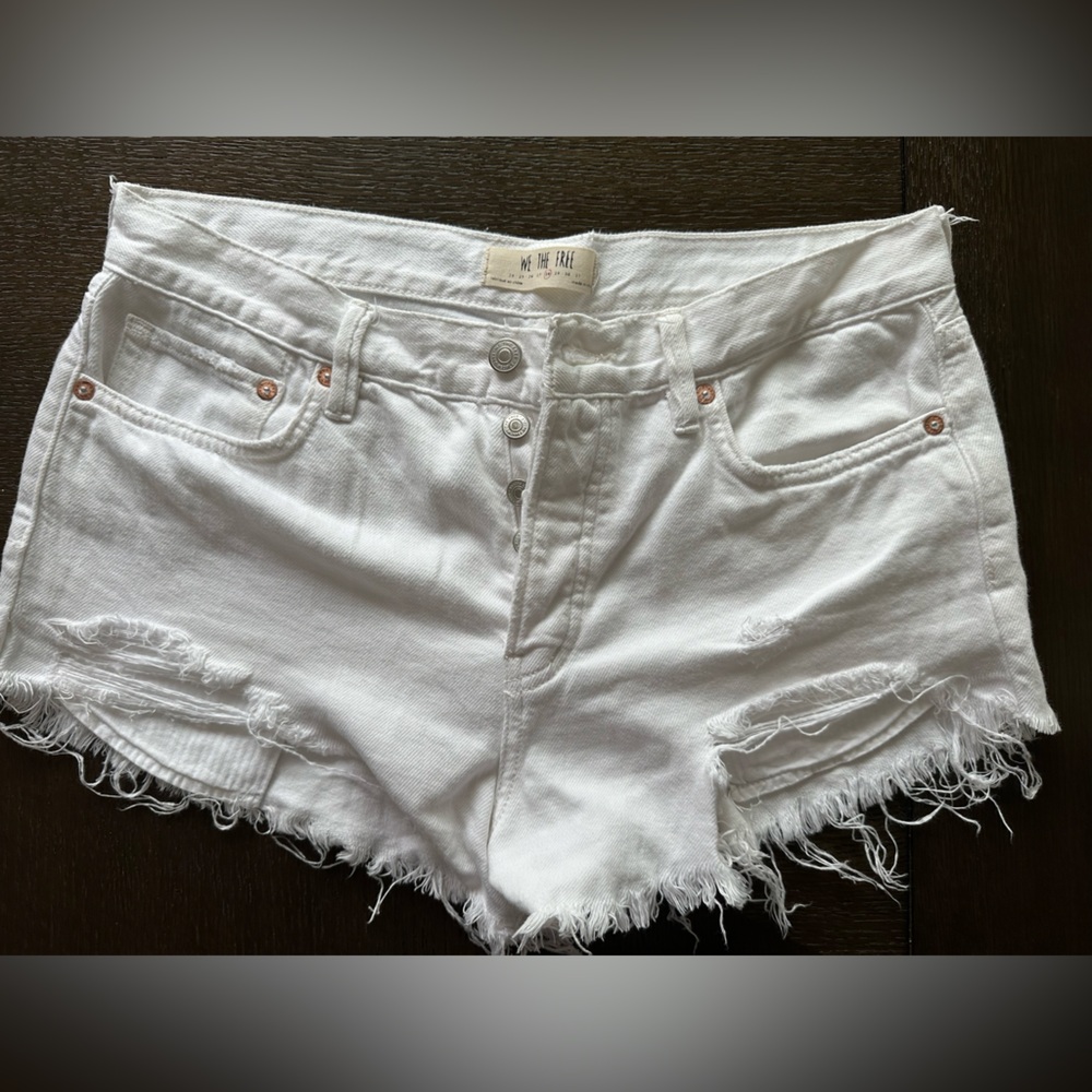 We The Free White Distressed Jean Shorts